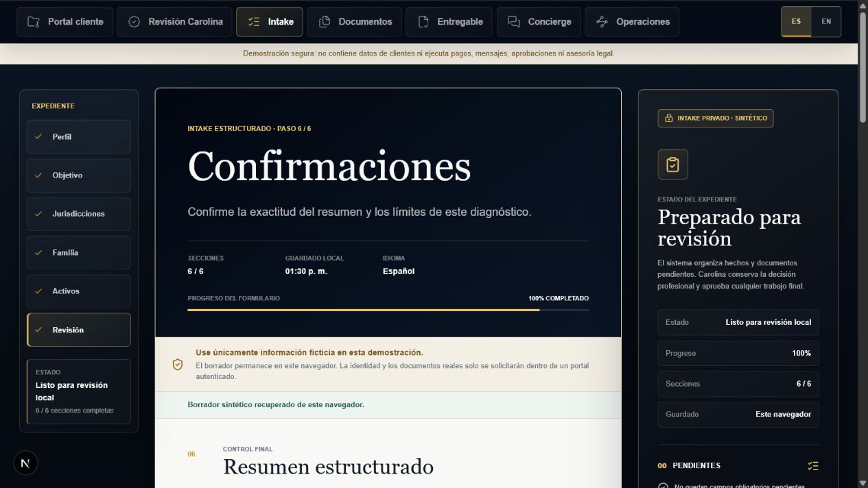 Automated structured client intake