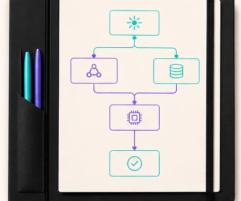 AI workflow mapper showing task cards flowing to a human handoff