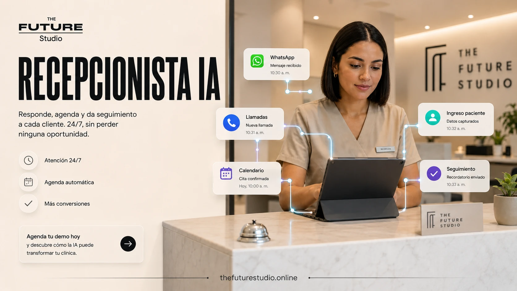 Visual de Automatizacion de WhatsApp en Panama con flujo de automatizacion IA y seguimiento