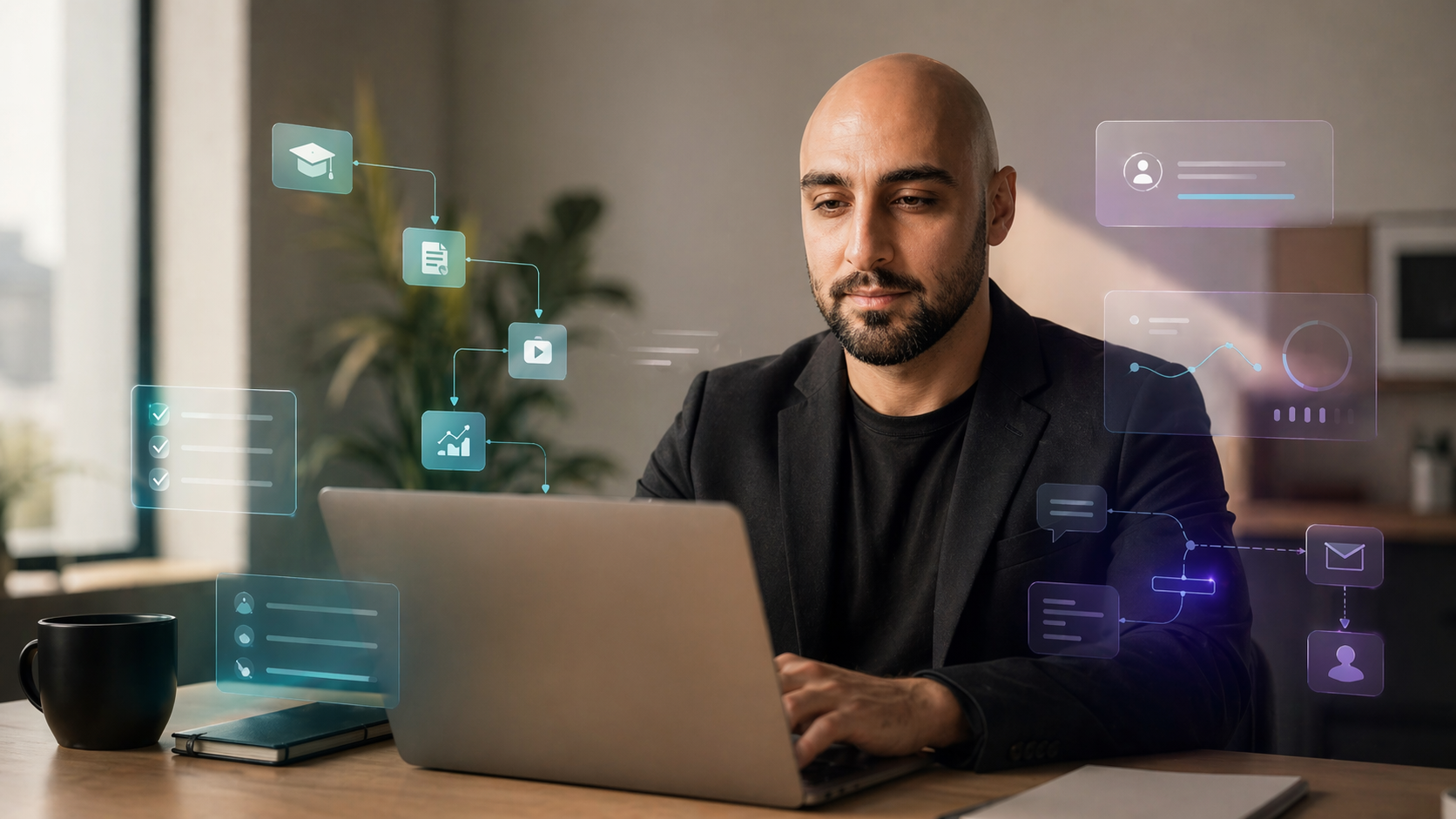 Connected AI systems dashboard and strategy workspace